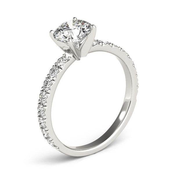 14k White Gold Single Row Shank Round Diamond Engagement Ring (1 1/3 cttw) - Sable Gold