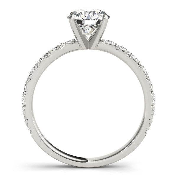 14k White Gold Single Row Shank Round Diamond Engagement Ring (1 1/3 cttw) - Sable Gold