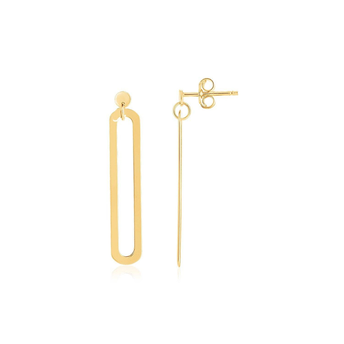 14K Yellow Gold High Polish Single Paperclip Link Drop Earrings - Sable Gold