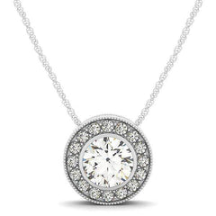 Diamond Halo with Center Bezel in 14k White Gold (5/8 cttw) - Sable Gold