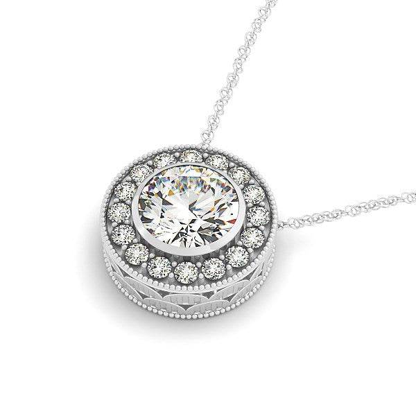 Diamond Halo with Center Bezel in 14k White Gold (5/8 cttw) - Sable Gold