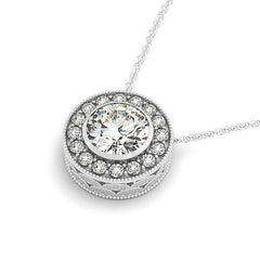 Diamond Halo with Center Bezel in 14k White Gold (5/8 cttw) - Sable Gold