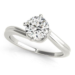 14k White Gold Bypass Style Solitaire Round Diamond Engagement Ring (1 cttw) - Sable Gold