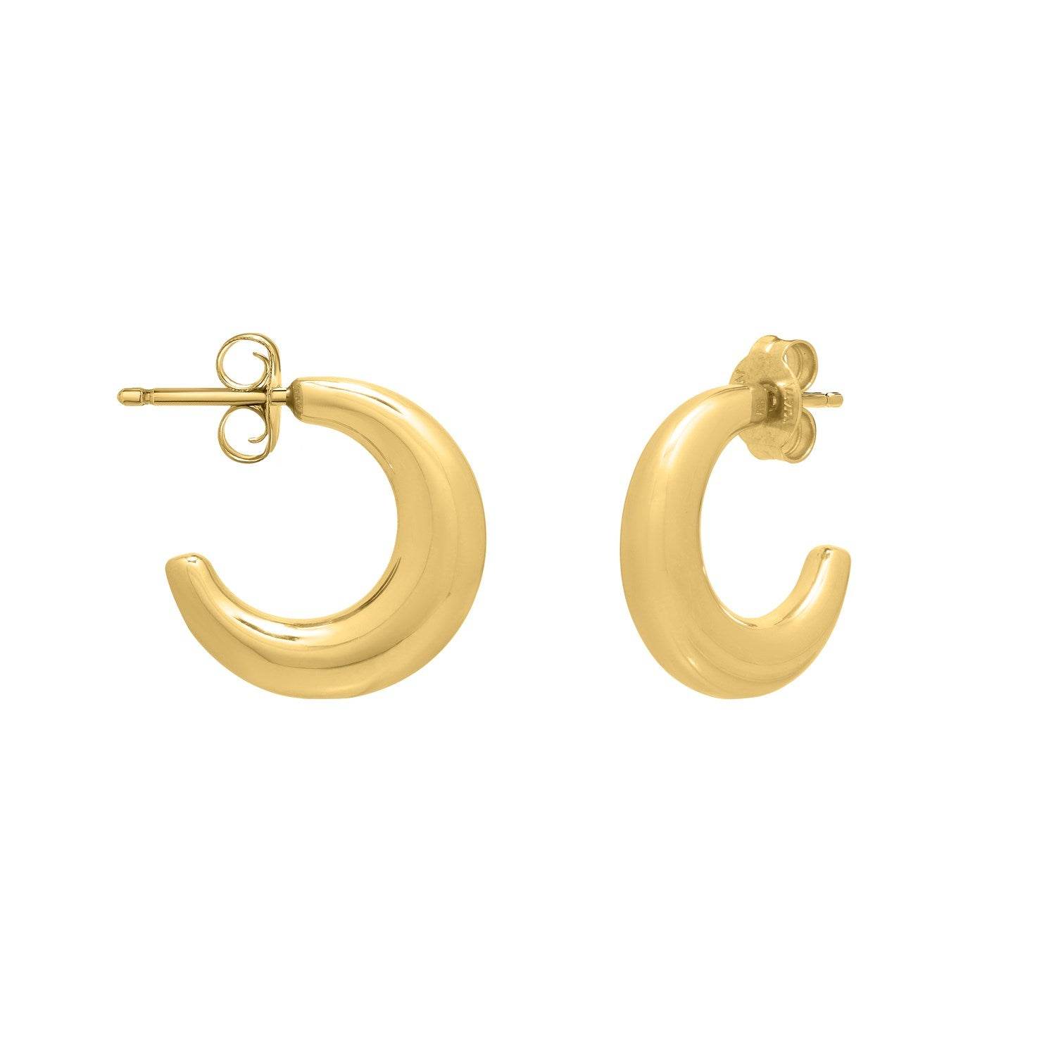 Puffy C Shaped Hoop Earrings in 14K Yellow Gold - Sable Gold