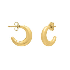 Puffy C Shaped Hoop Earrings in 14K Yellow Gold - Sable Gold