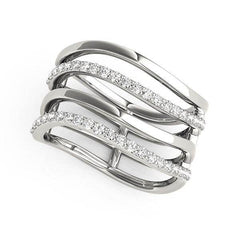 14k White Gold Multiple Band Design Ring with Diamonds (3/8 cttw) - Sable Gold