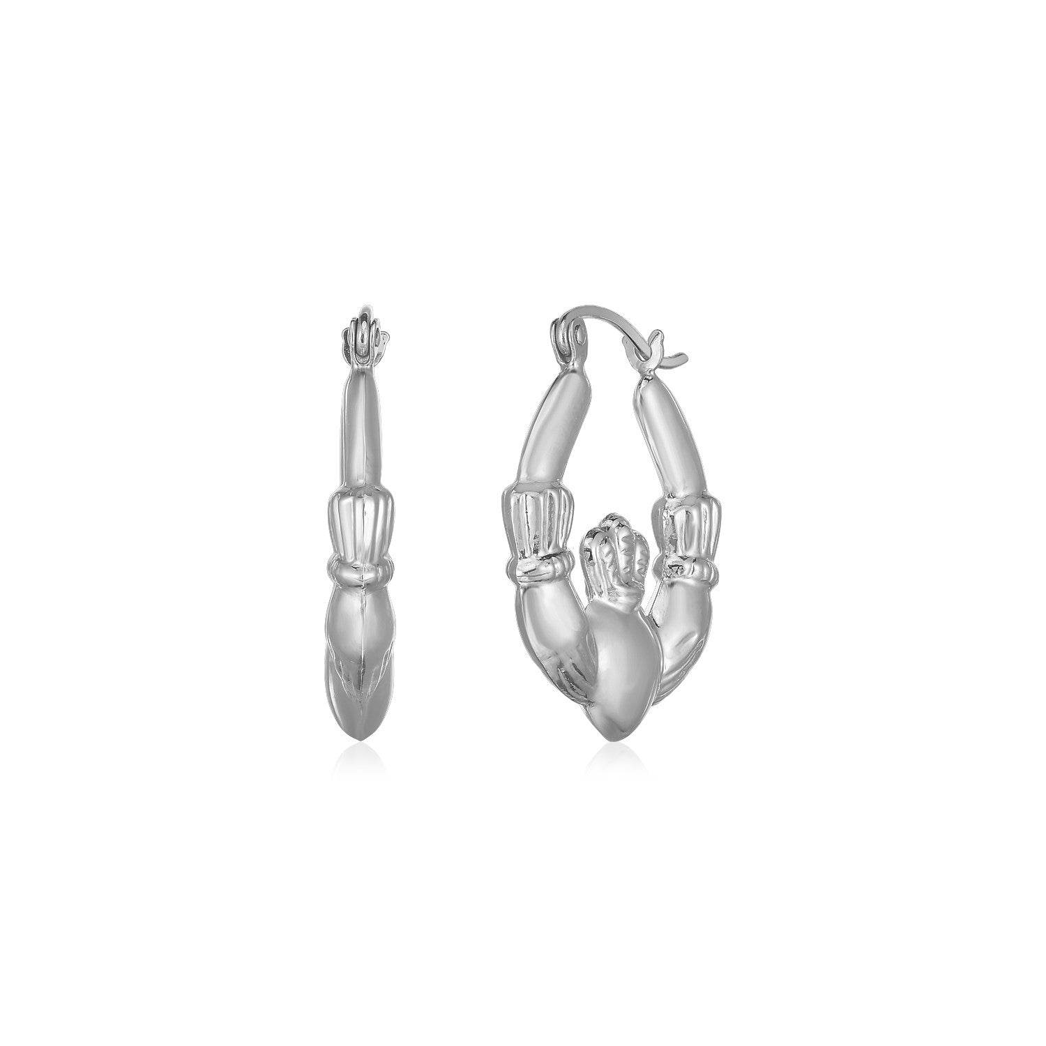 14K White Gold Claddagh Symbol Hoop Earrings - Sable Gold