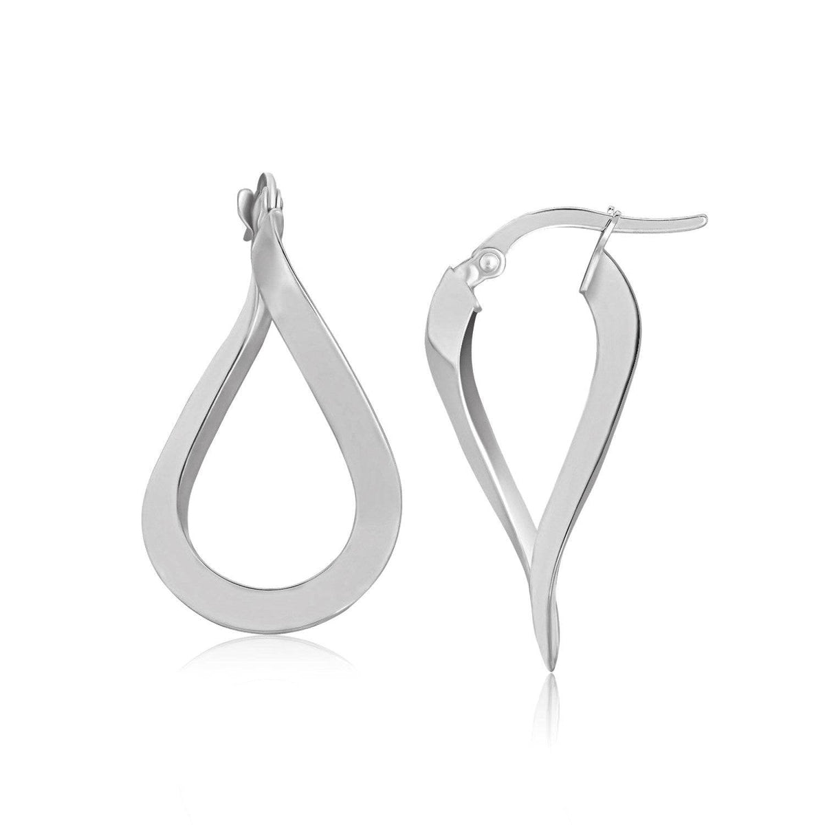 14k White Gold Twisted Freeform Hoop Earrings - Sable Gold