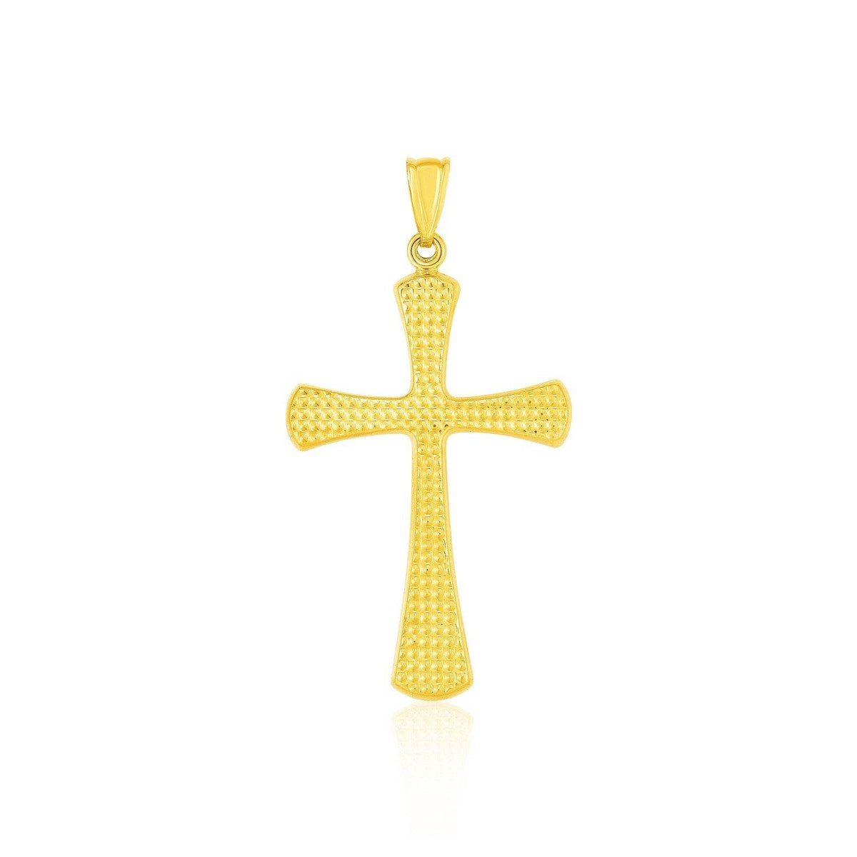 14k Yellow Gold Cross Pendant with Beaded Texture - Sable Gold