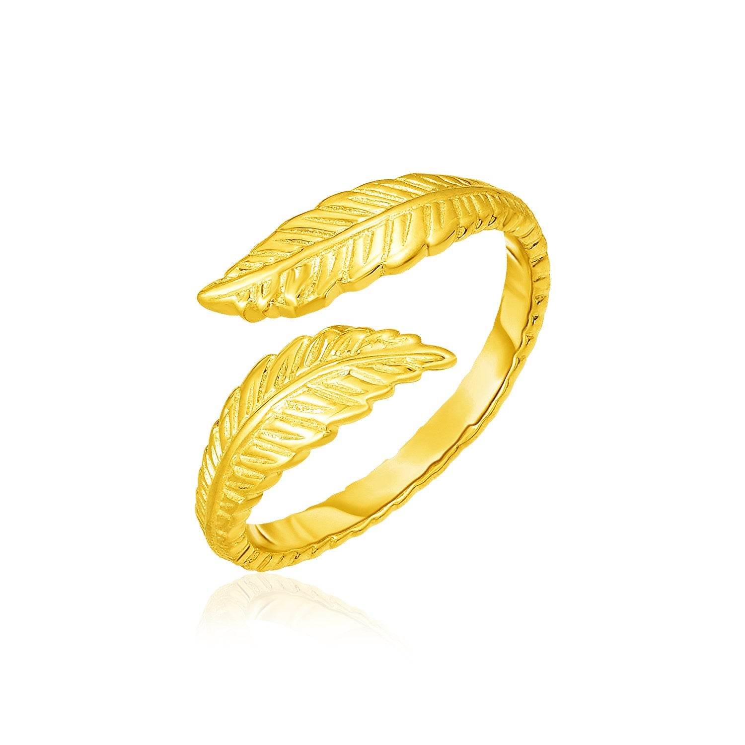 14k Yellow Gold Bypass Style Toe Ring with Leaves - Sable Gold