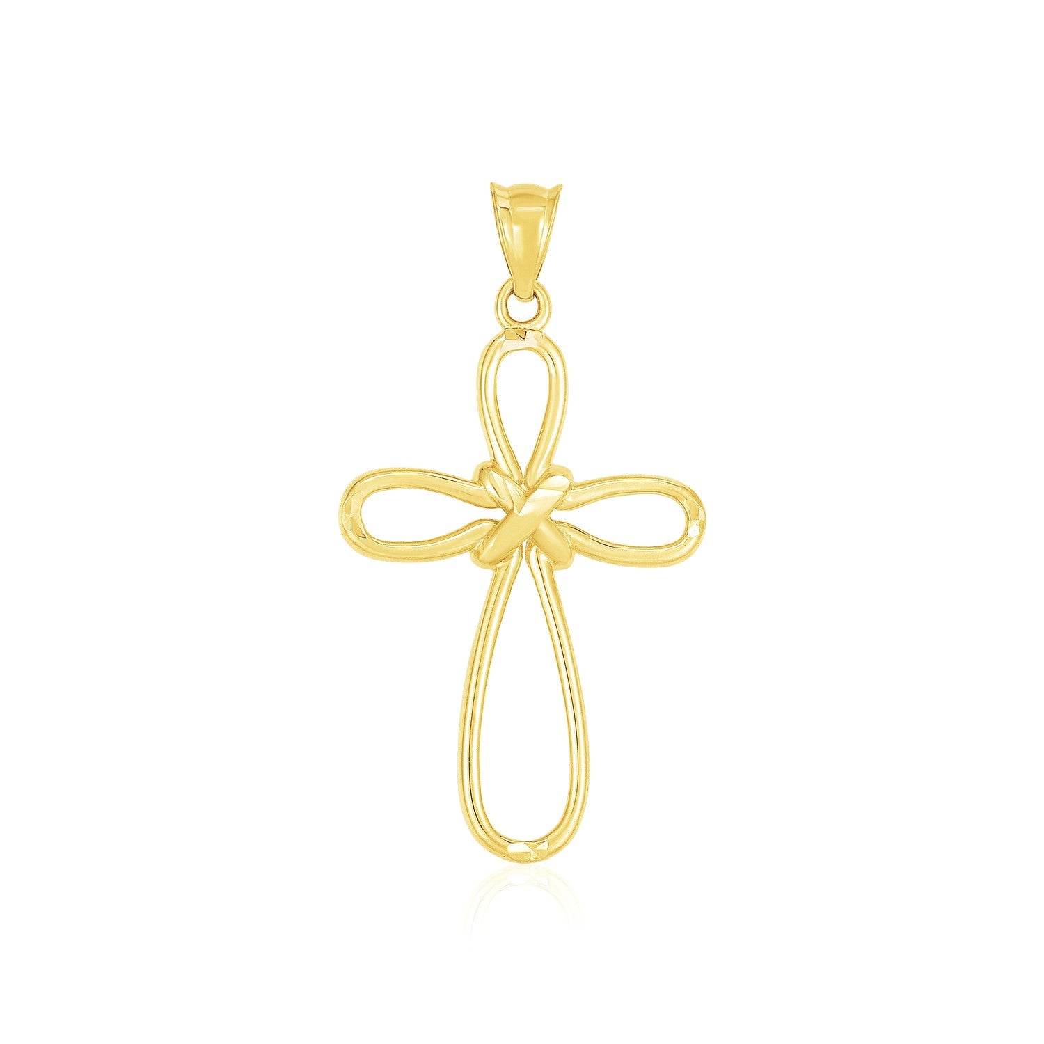 14k Yellow Gold Looped Knot Style Cross Pendant - Sable Gold