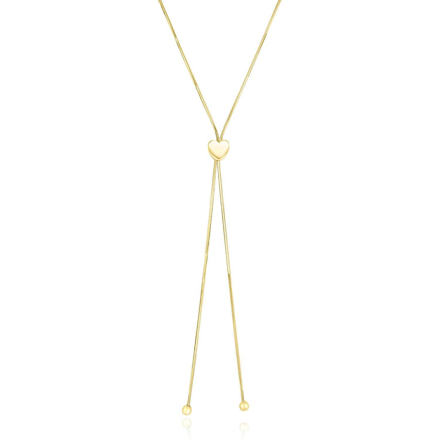 14k Yellow Gold Adjustable Heart Style Lariat Necklace - Sable Gold