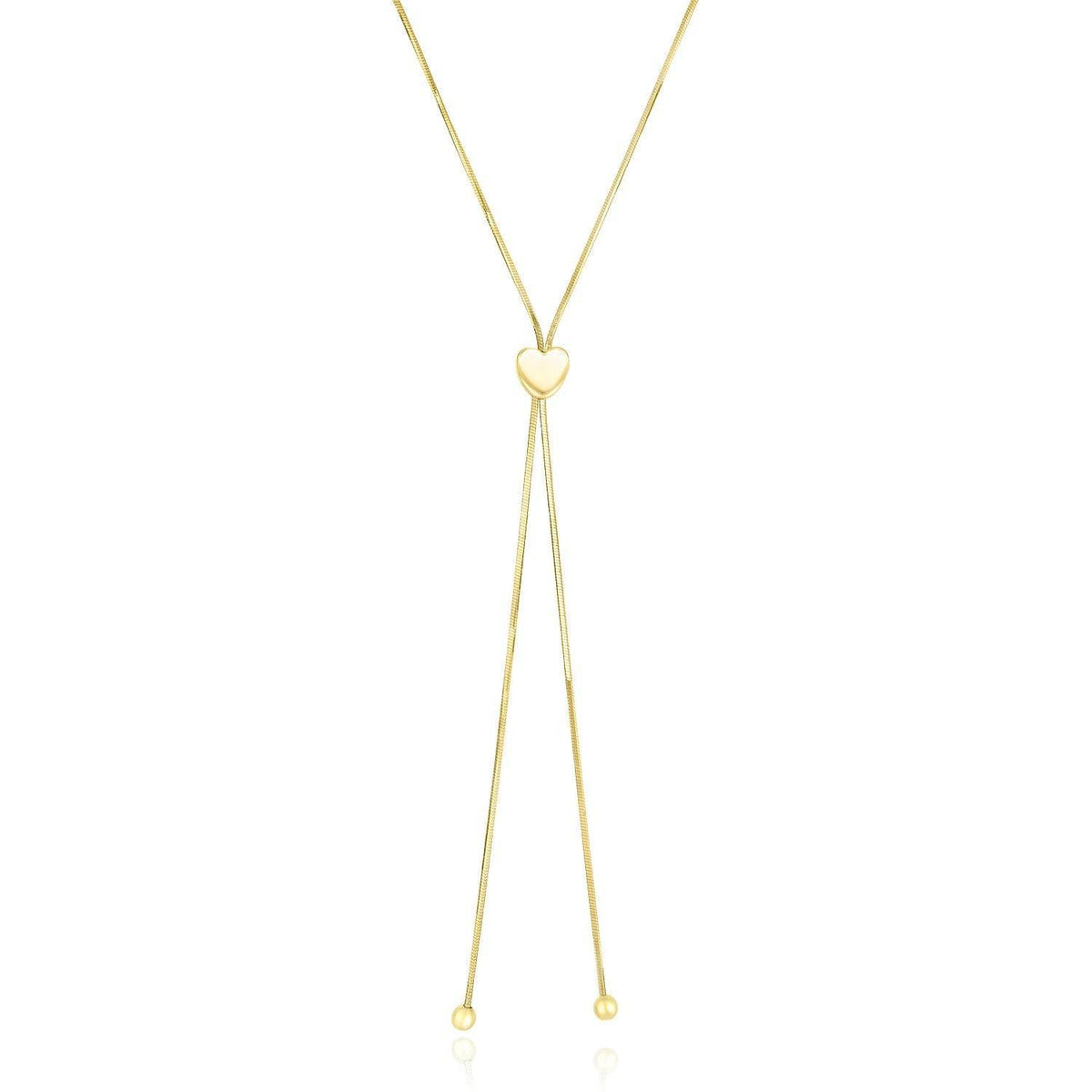 14k Yellow Gold Adjustable Heart Style Lariat Necklace - Sable Gold