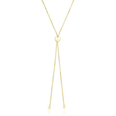 14k Yellow Gold Adjustable Heart Style Lariat Necklace - Sable Gold