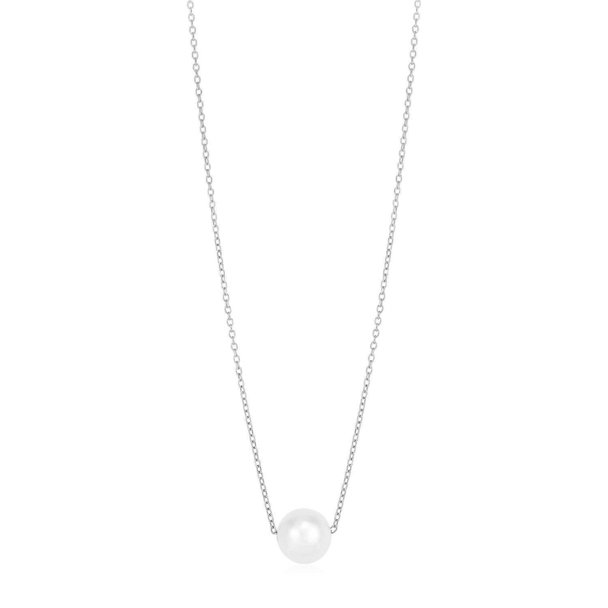 14k White Gold Pearl Solitaire Necklace - Sable Gold