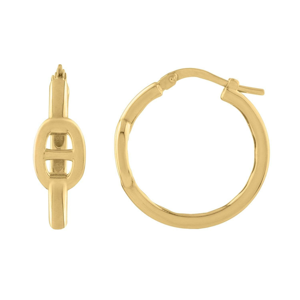 Puff Mariner Hoop Earrings in 14K Yellow Gold (21mmx20mm) - Sable Gold