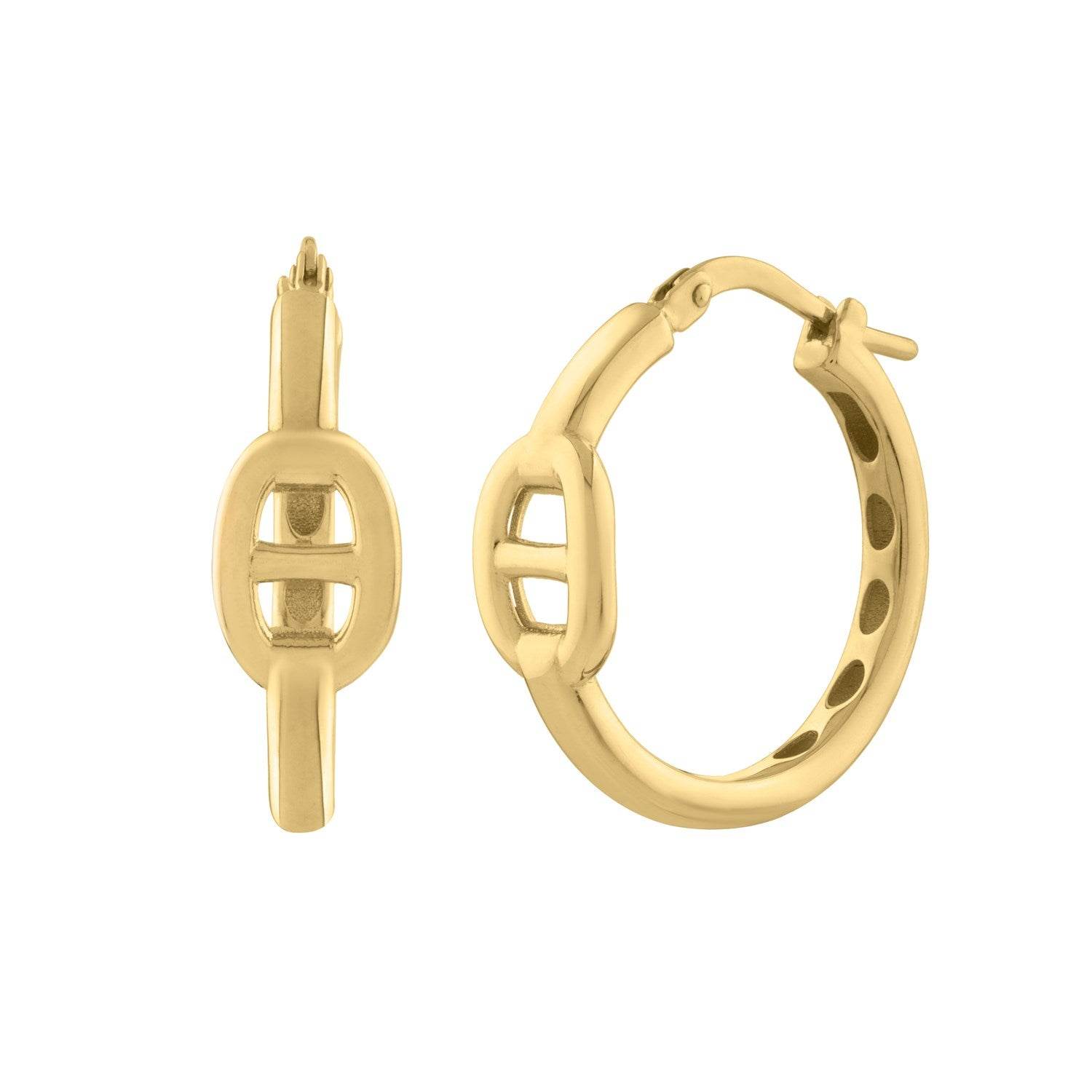 Puff Mariner Hoop Earrings in 14K Yellow Gold (21mmx20mm) - Sable Gold