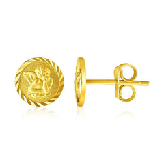 14k Yellow Gold Round Angel Post Earrings(8mm) - Sable Gold