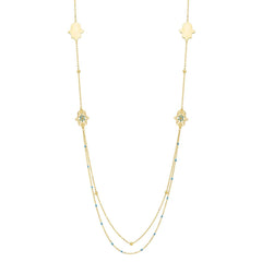 Long Hamsa Necklace in 14K Yellow Gold - Sable Gold