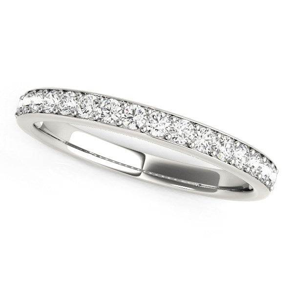 14k White Gold Prong Set Wedding Band with Diamonds (1/3 cttw) - Sable Gold