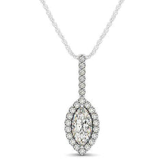 Marquis Shape Diamond Halo Pendant in 14k White Gold (2/3 cttw) - Sable Gold