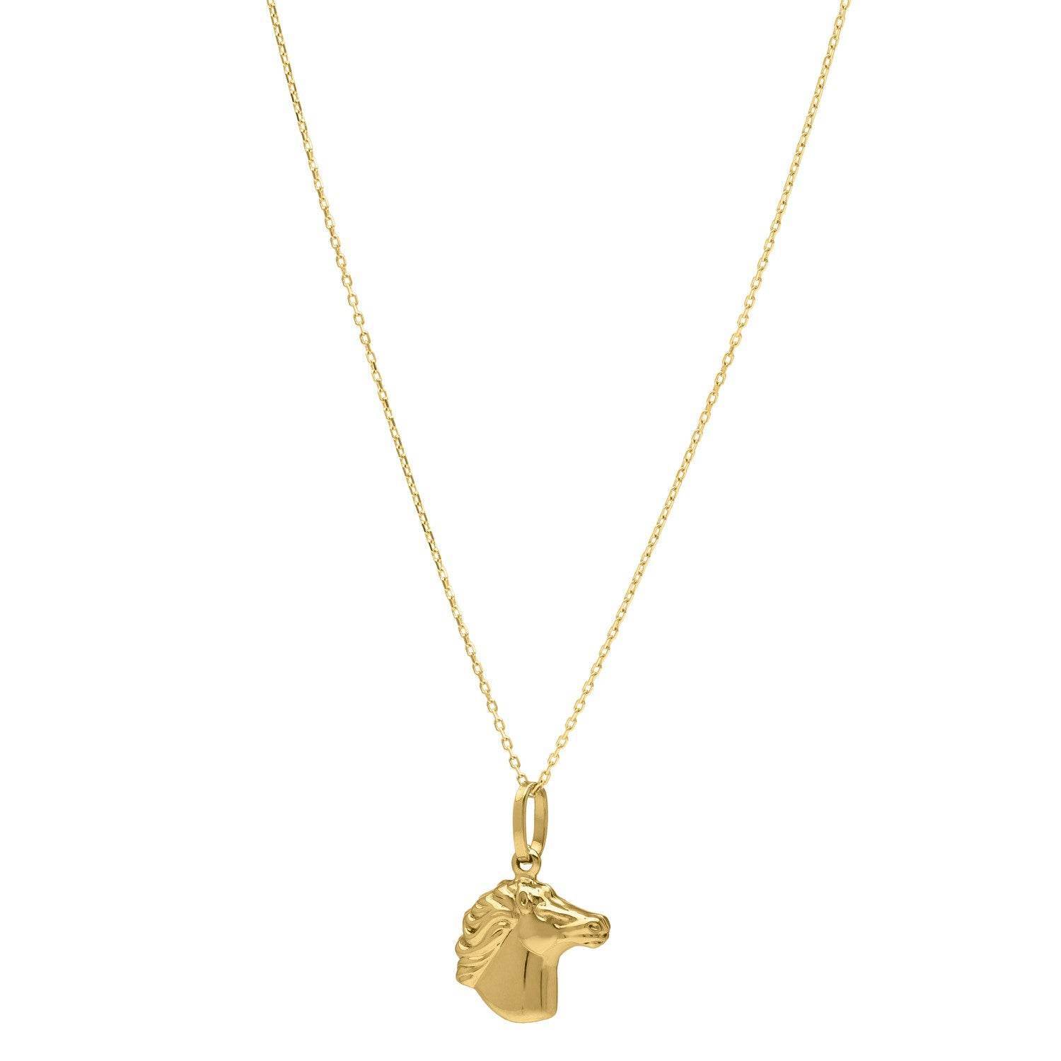 14k Gold Horse Necklace - Medium Horse Pendant Necklace - Sable Gold