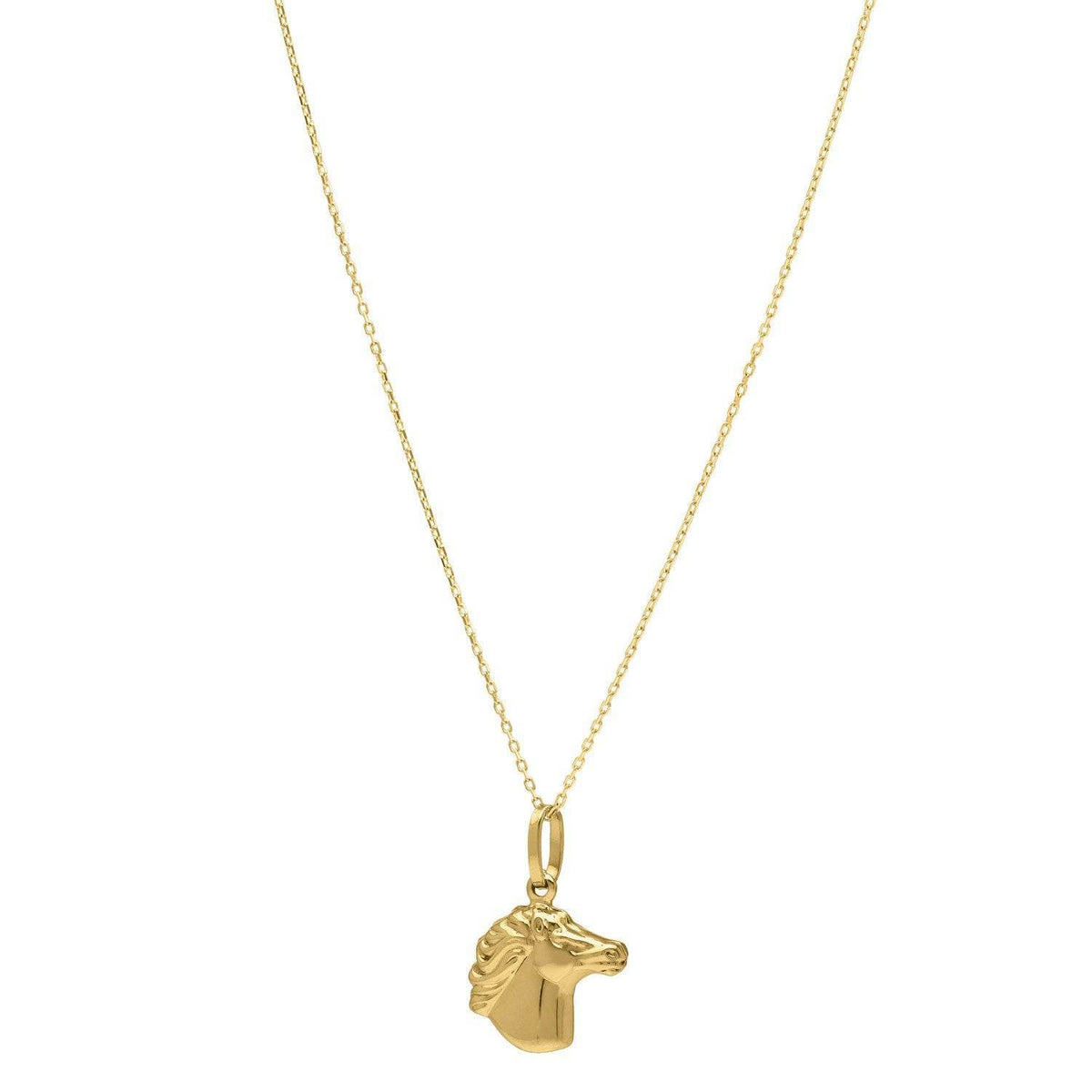 14k Gold Horse Necklace - Medium Horse Pendant Necklace - Sable Gold