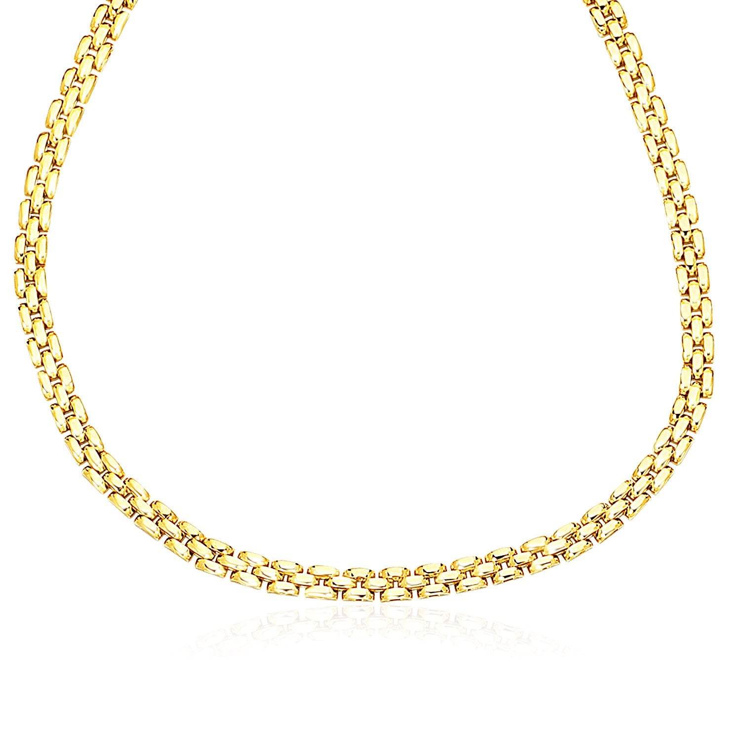 14k Yellow Gold Panther Chain Link Shiny Necklace - Sable Gold