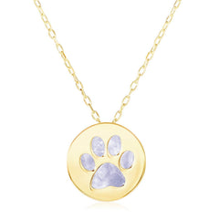 14k Yellow Gold Necklace with Dog Paw Print Symbol in Mother of Pearl - Sable Gold