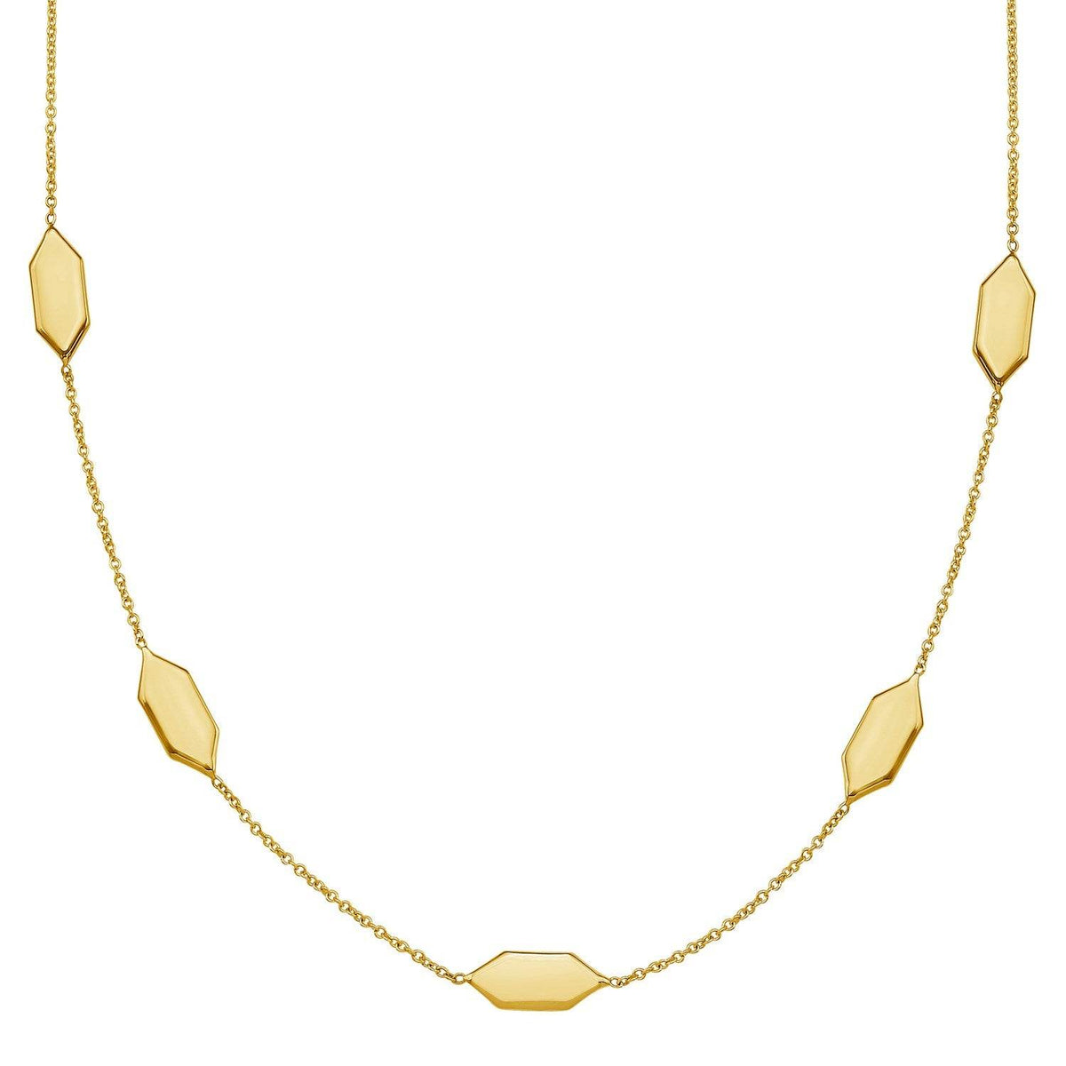 Elongated Hexagon Necklace in 14K Yellow Gold - Sable Gold