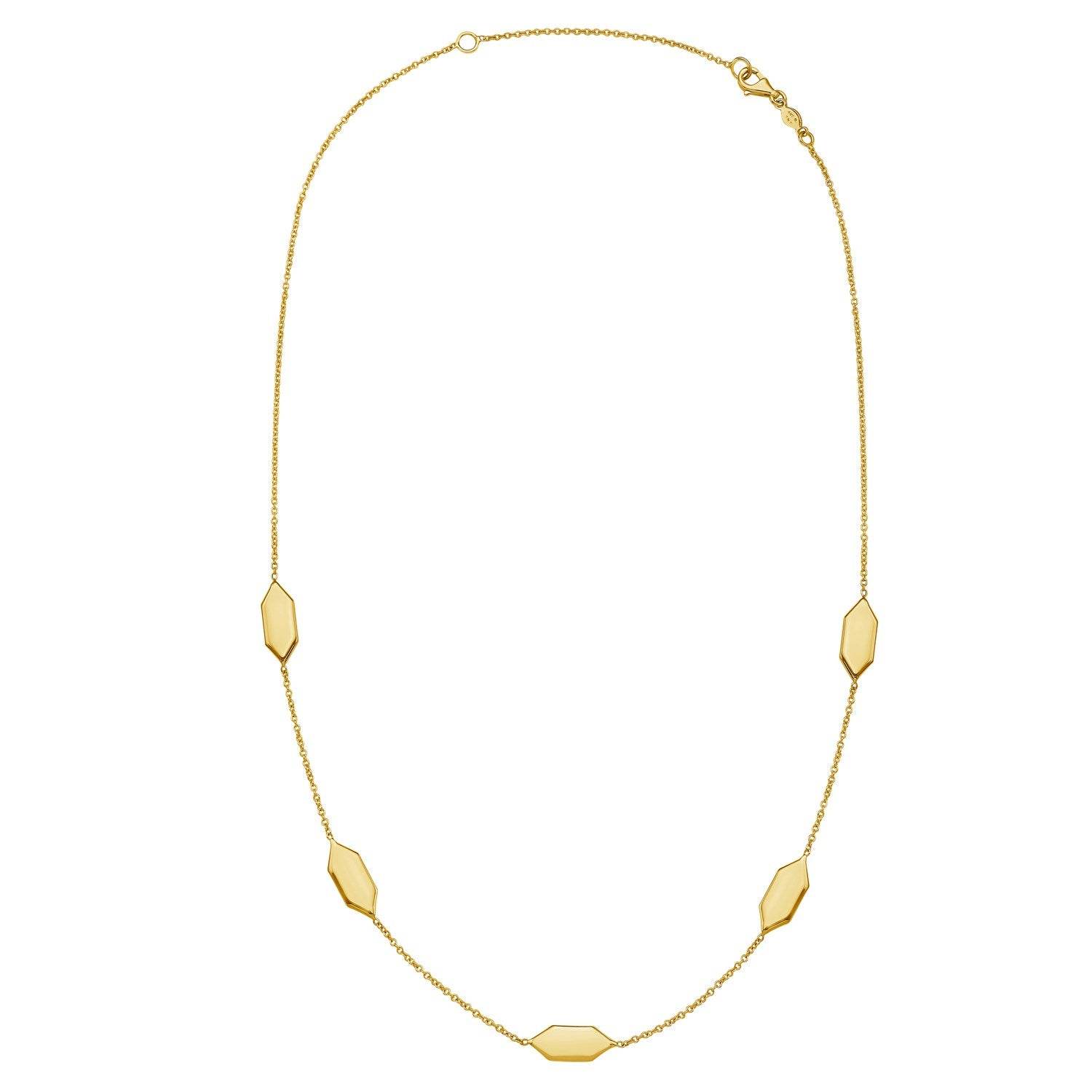 Elongated Hexagon Necklace in 14K Yellow Gold - Sable Gold