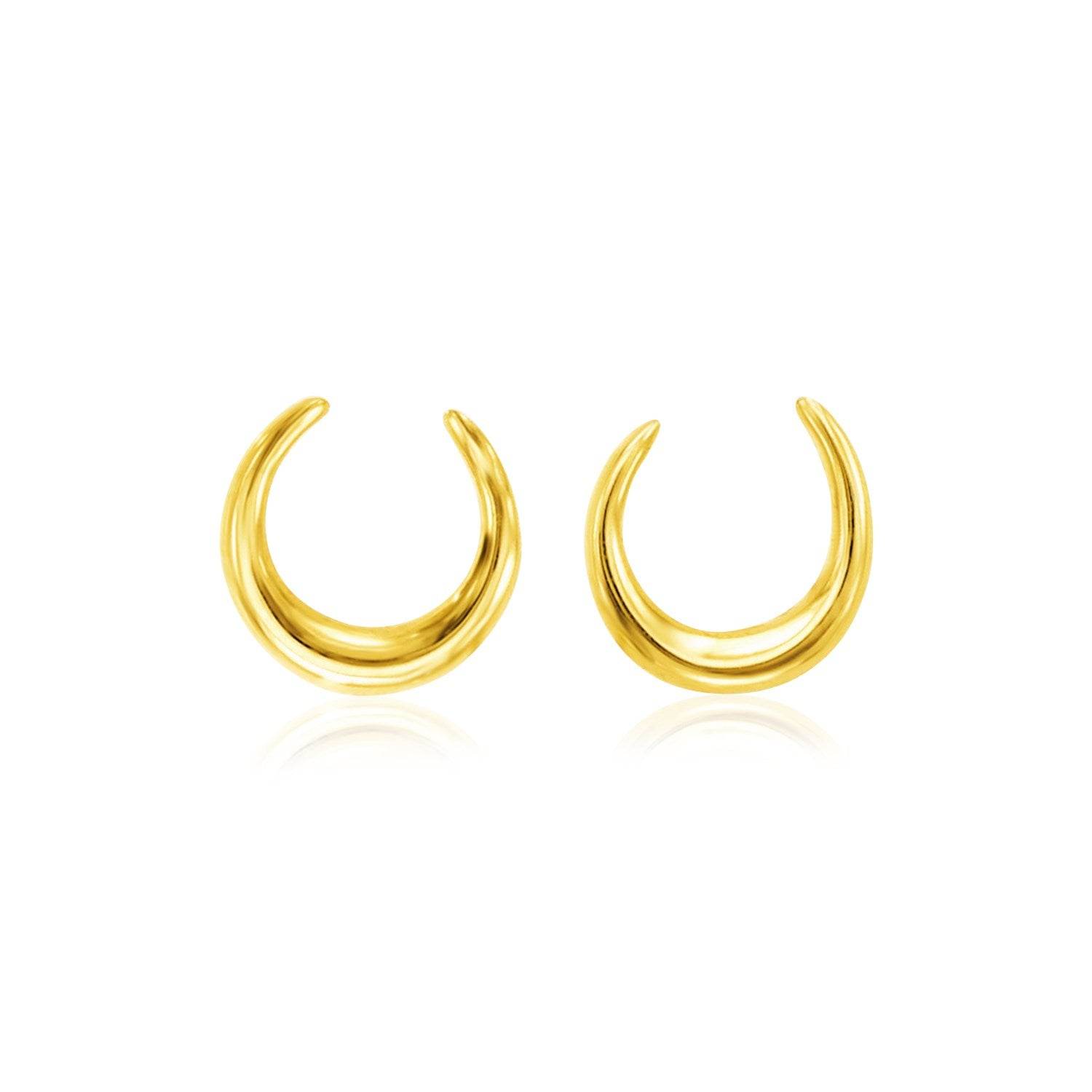 14k Yellow Gold Polished Moon Earrings - Sable Gold