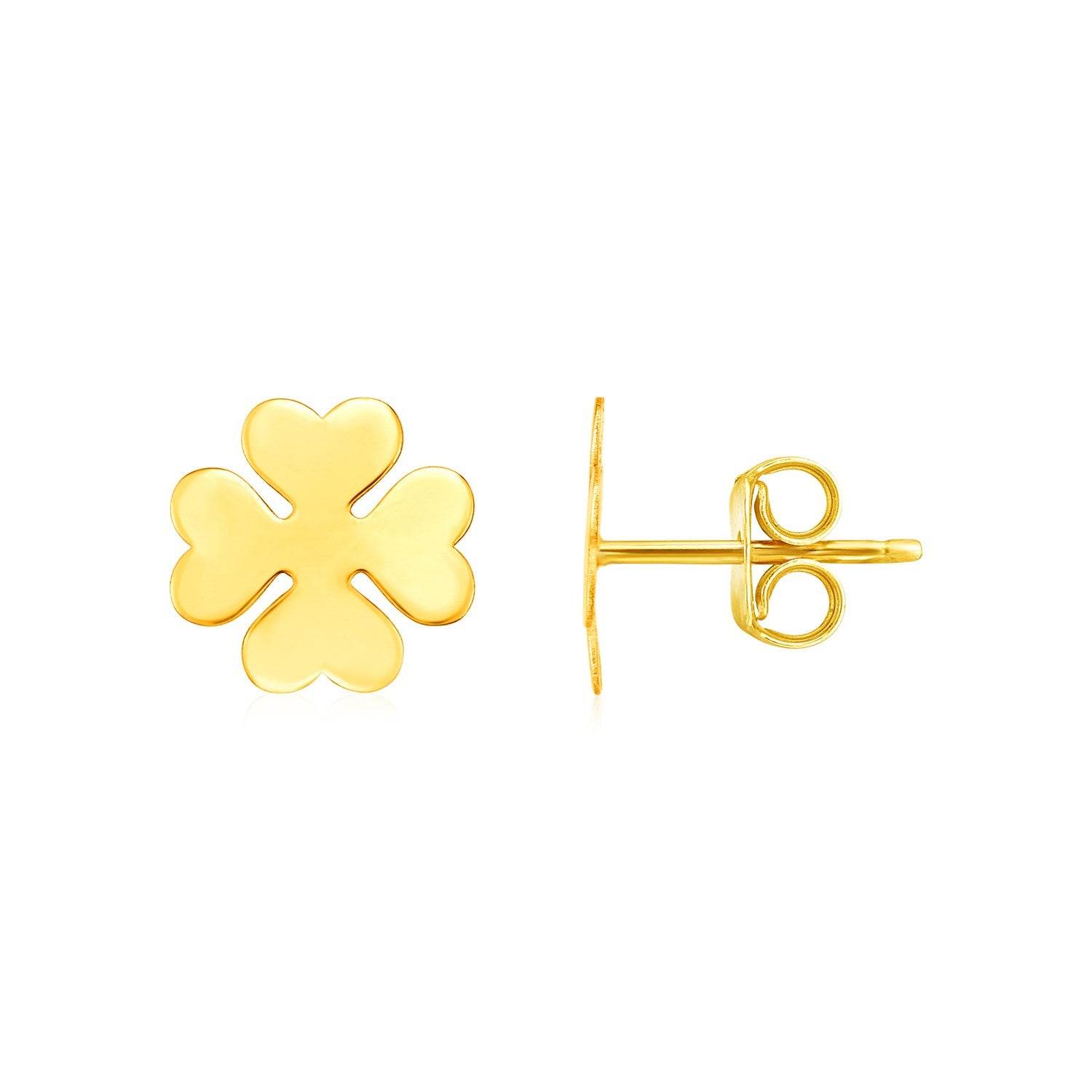 14K Yellow Gold Four Leaf Clover Earrings(10mm) - Sable Gold