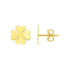 14K Yellow Gold Four Leaf Clover Earrings(10mm) - Sable Gold