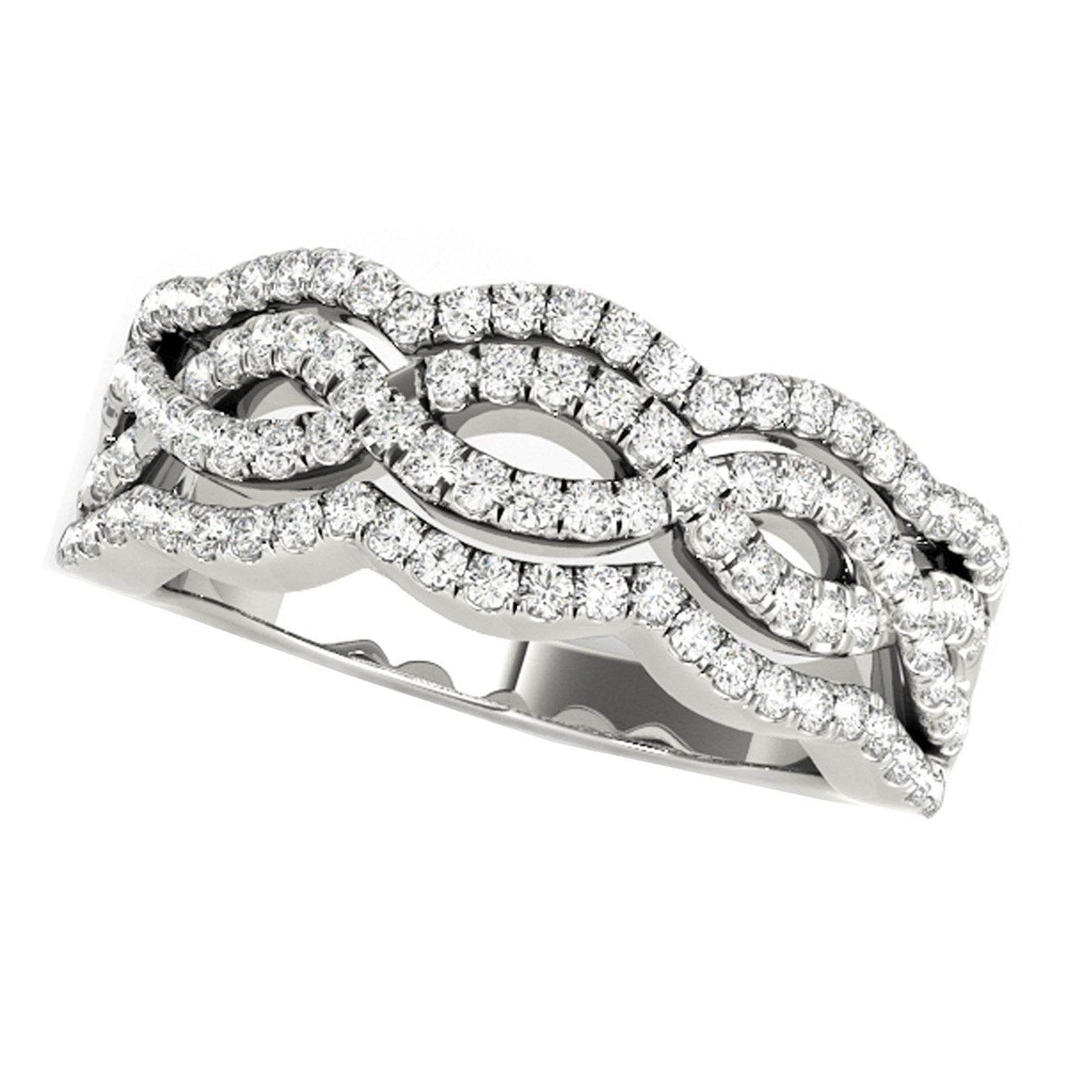 Diamond Studded Ring with Four Curves in 14k White Gold (5/8 cttw) - Sable Gold