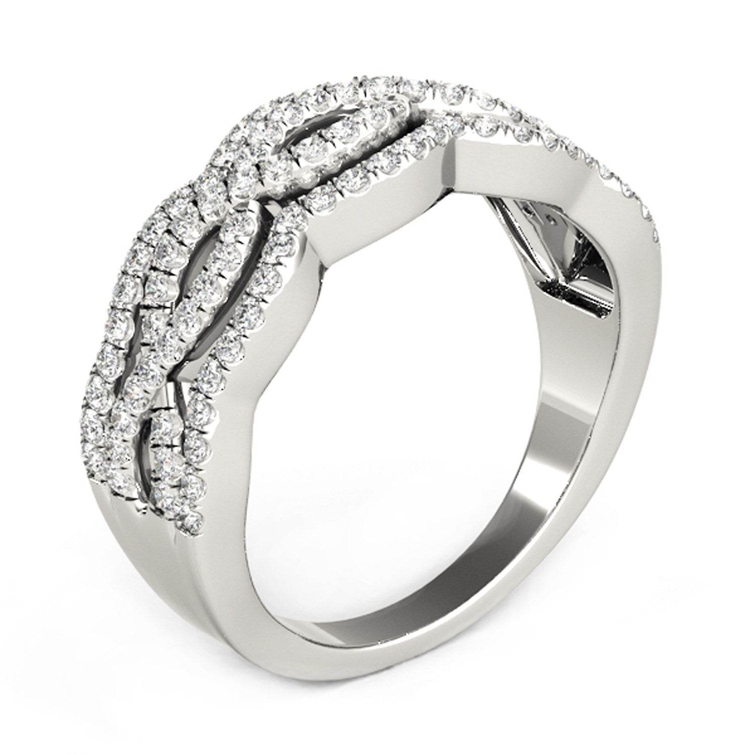 Diamond Studded Ring with Four Curves in 14k White Gold (5/8 cttw) - Sable Gold