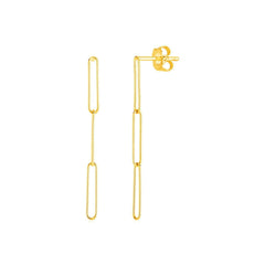 14k Yellow Gold Paperclip Chain Dangle Earrings - Sable Gold