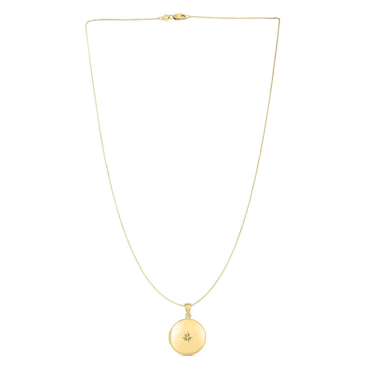 14k Yellow Gold Round North Star Locket Necklace - Sable Gold