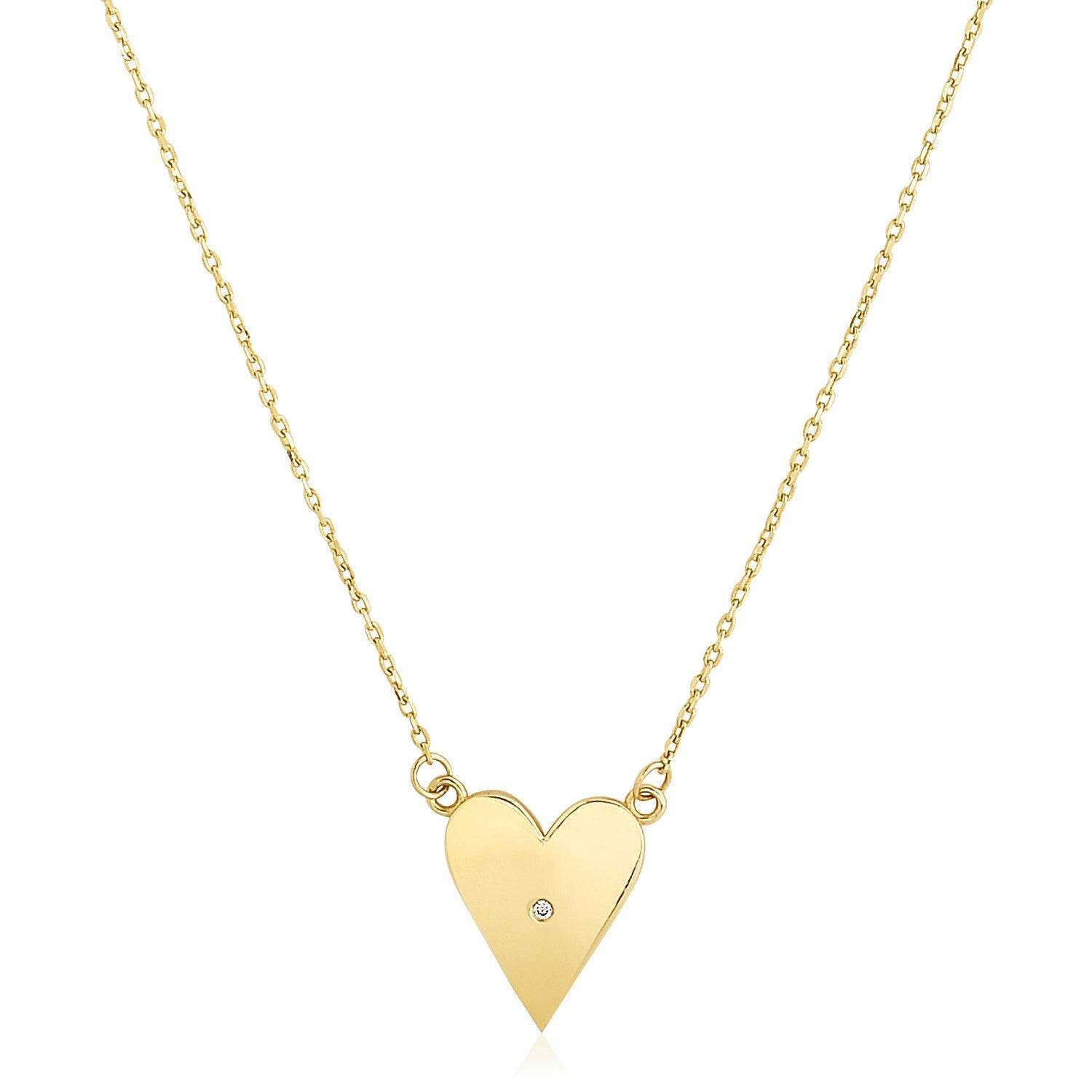 14k Yellow Gold High Polish Elongated Heart Necklace - Sable Gold