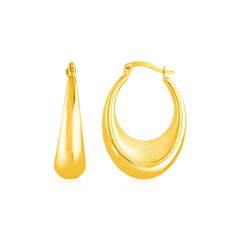 14k Yellow Gold Polished Puffed Hoop Earrings - Sable Gold