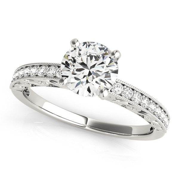 14k White Gold Antique Style Diamond Engagement Ring (1 1/8 cttw) - Sable Gold