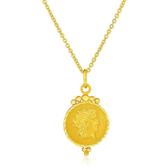 14k Yellow Gold with Round Roman Coin Pendant - Sable Gold