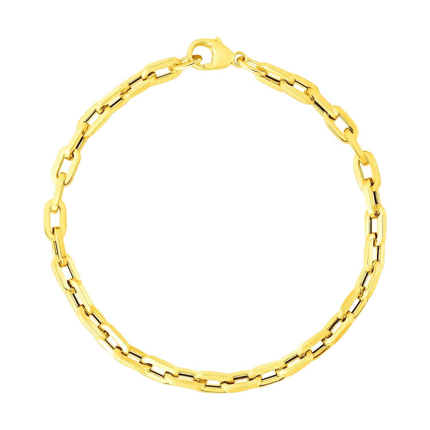 14k Yellow Gold Paperclip Chain Bracelet with Three Diamond Links (4.20 mm) - Sable Gold