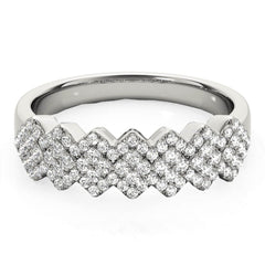 Diamond Studded Wide Multi-Diagonal Pattern Ring in 14k White Gold (5/8 cttw) - Sable Gold