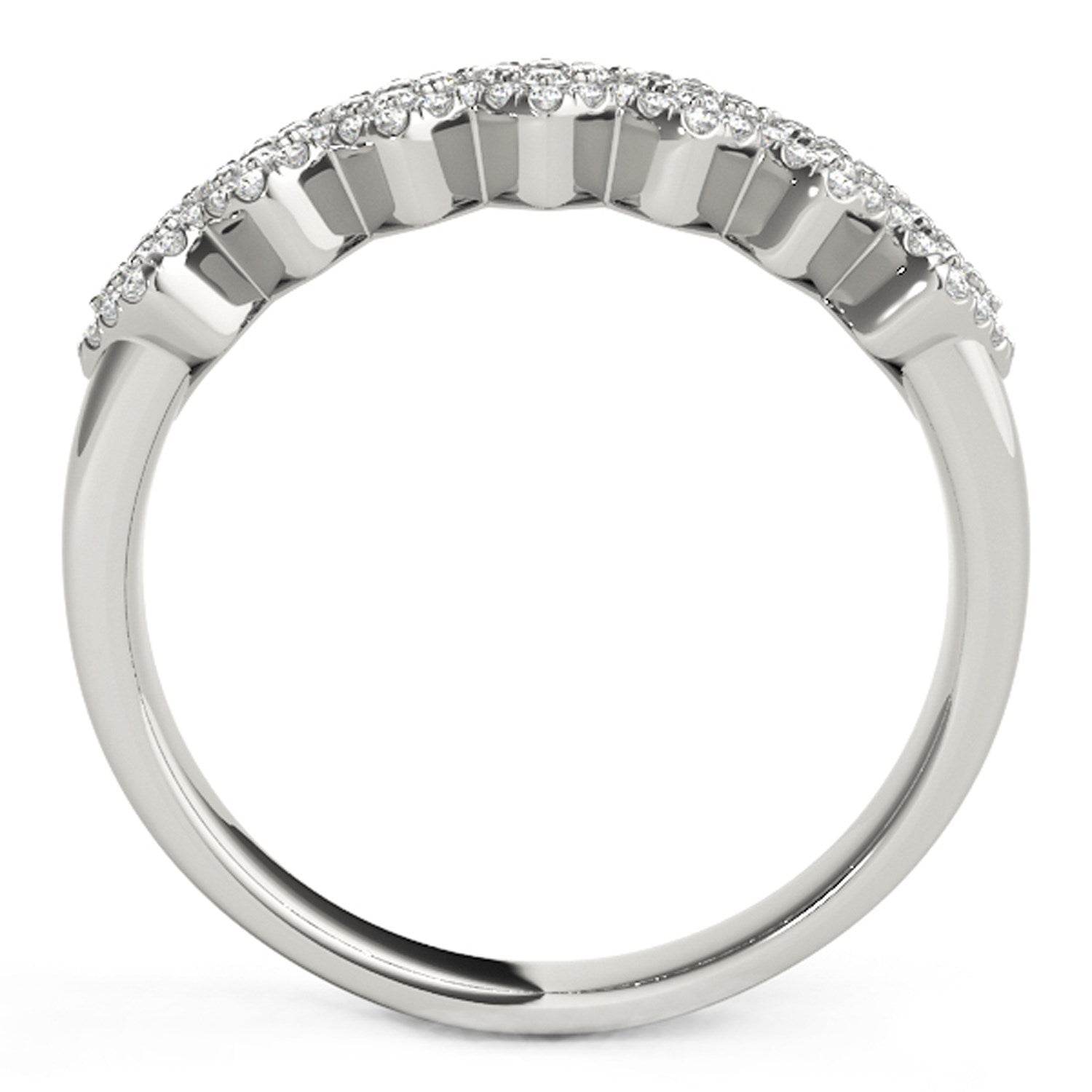 Diamond Studded Wide Multi-Diagonal Pattern Ring in 14k White Gold (5/8 cttw) - Sable Gold