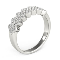 Diamond Studded Wide Multi-Diagonal Pattern Ring in 14k White Gold (5/8 cttw) - Sable Gold