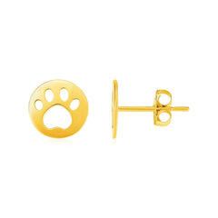 14k Yellow Gold Post Earrings with Paw Prints - Sable Gold