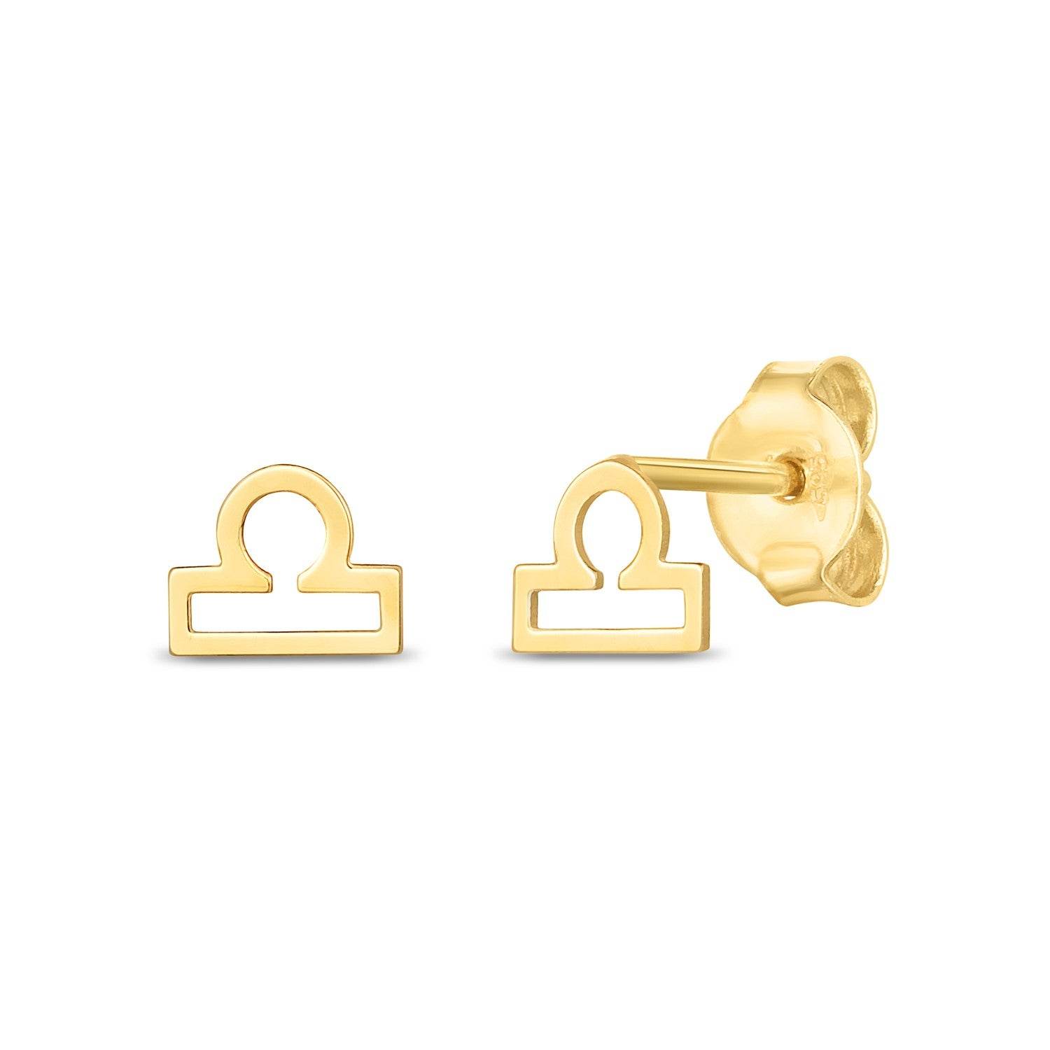 14k Yellow Gold Libra Stud Earrings - Sable Gold