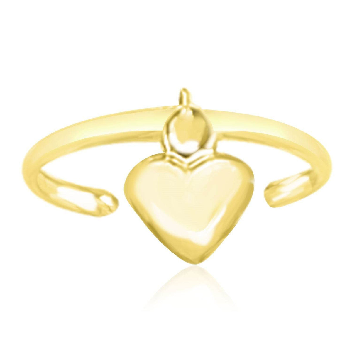 14k Yellow Gold Cuff Puffed Heart Toe Ring - Sable Gold