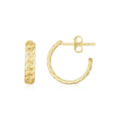 14K Yellow Gold Slender Curb Chain Hoop Earrings - Sable Gold